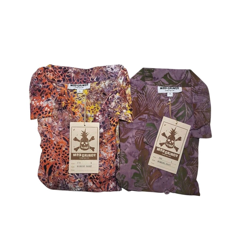 Mad Gringo Women's Lot Of 2 Small Hawaiian Shirts NEW WITH TAGS Button Up
